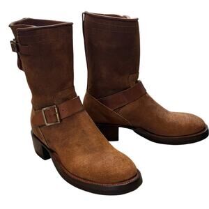 Double RL Miller Engineer Boots Mens 7D Brown Suede Roughout Ralph Lauren RRL